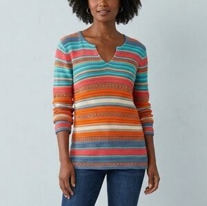 Lauren Ralph Lauren Multicolor Striped V-Neck Sweater